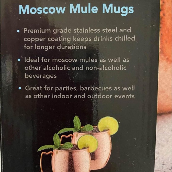 New With Tags Large Stainless Steel Bottle With Set of Moscow Mule Cups - Picture 8 of 8